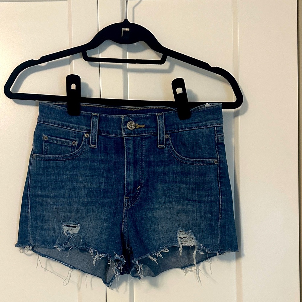 Levi's Classic Blue Distressed Jean Shorts
